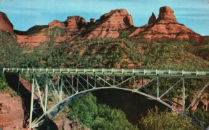 Vintage Postcard Midley Bridge Spanning Wilson Creek Oak Creek Canyon Arizona AZ