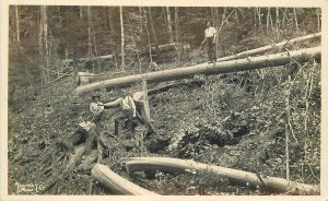 RPPC Postcard C-1910 New York Cuba logging lumber Jacks Wilcox 23-2121