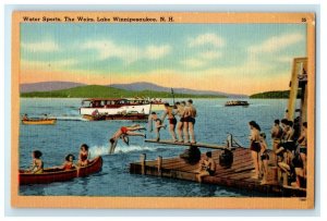 c1950's Water Sports The Weirs Lake Winnipesaukee New Hampshire NH Postcard