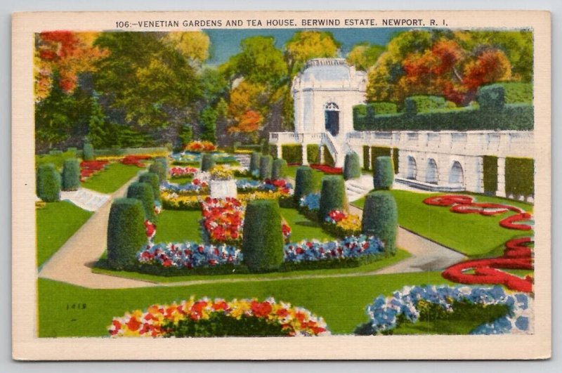 Venetian Gardens And Tea House Newport RI Postcard N21