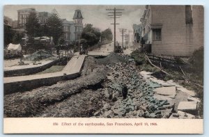 SAN FRANCISCO, CA ~ Effects 1906 EARTHQUAKE Street Scene - Handcolored Postcard