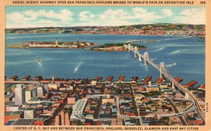 Vintage Postcard 1920's Highway Over San Francisco-Oakland Bridge World's Fair