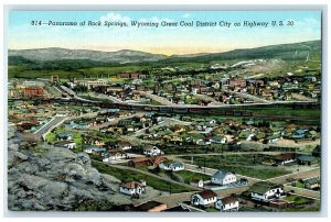 c1940's Great Coal District City Panorama Of Rock Springs Wyoming WY Postcard