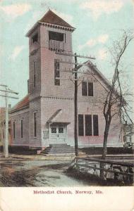 Norway Maine Methodist Church Street View Antique Postcard K93955