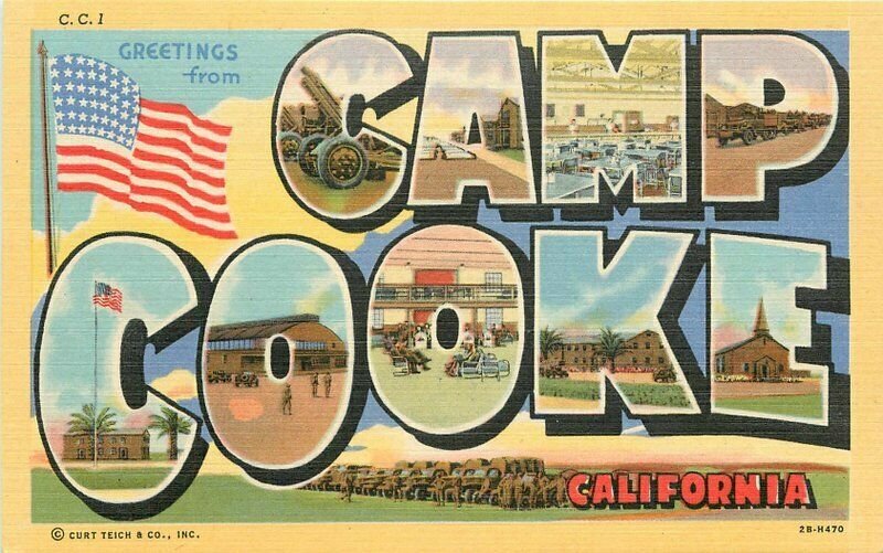 Base Camp 1940s Military Camp Cook California Large Letters Postcard 20-10064