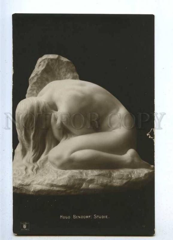 187596 Studie NUDE Nymph Girl by Hugo BENDORF Vintage PC