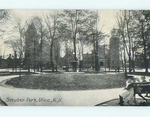 Unused Divided-Back STEUBEN PARK SCENE Utica New York NY r7775