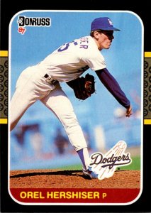 1987 DONRUSS Baseball Card Orel Hershiser P Los Angeles Dodgers sun0579