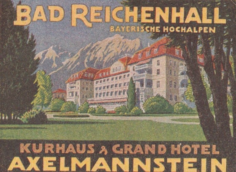 Germany Bad Reichenhall Grand Hotel Axelmannstein Vintage Luggage Label lbl0210