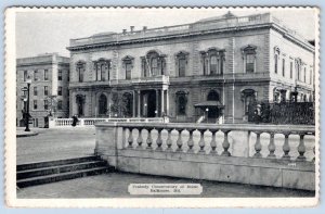 1930's BALTIMORE MD PEABODY CONSERVATORY OF MUSIC BOWERS & OTTENHEIMER POSTCARD