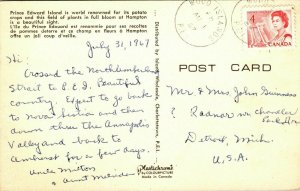 Prince Edward Island Hampton Canada Postcard Cancel PM Wood Islands WOB Note VTG 