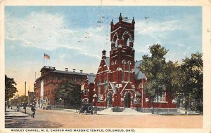 Wesley Chapel, M. E. Church, Masonic Temple Columbus, Ohio OH Postcard