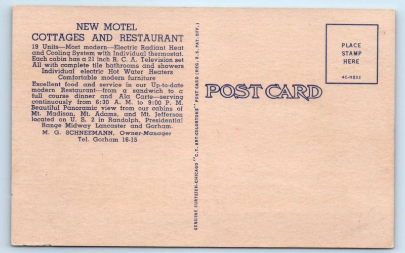RANDOLPH, NH New Hampshire Roadside MT. JEFFERSON TOURIST COURT c1940s  Postcard