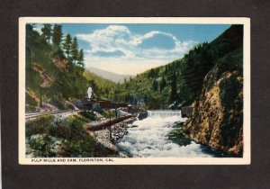 CA Railroad Train Pulp Mills Dam Floriston California RR Postcard