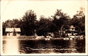 Real Photo Postcard Thompson's Resort on East Twin Lake in Lewiston, Michigan