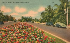 Vintage Postcard Brickel Avenue Millionaire's Row Miami Florida J.B. Sommers Pub