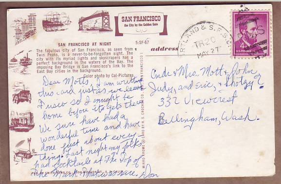 California San Francisco Aerial View At Night CA