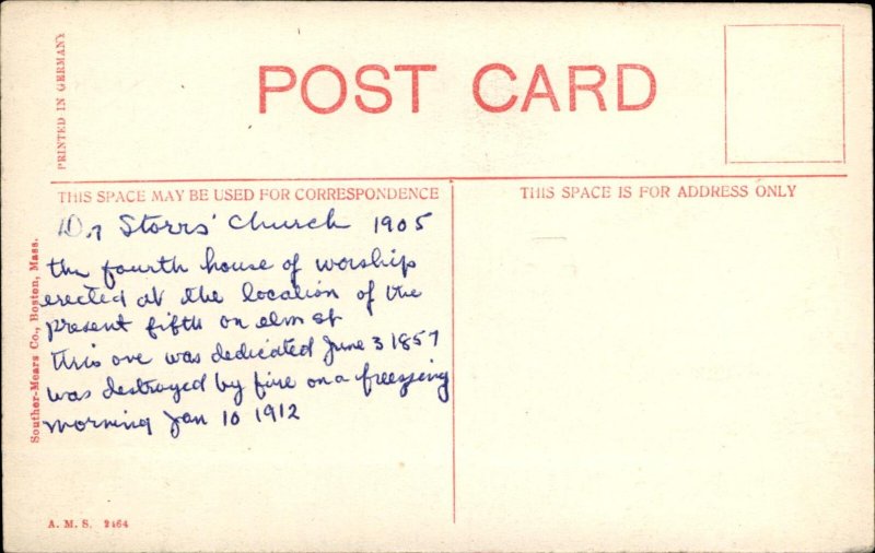 Braintree Massachusetts First Congregational Church c1900-20s Vintage Postcard