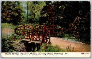 Vtg Pittsburgh Pennsylvania Rustic Bridge Panther Hollow Schenley Park Postcard