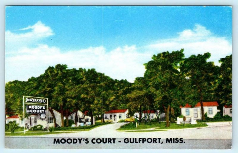 GULFPORT, Mississippi  MS ~ Roadside MOODY'S COURT Motel ca 1950s  Postcard