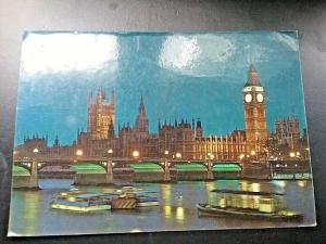 Postcard  Big Ben, Houses of Parliament & River Thames by Night, London  Z3