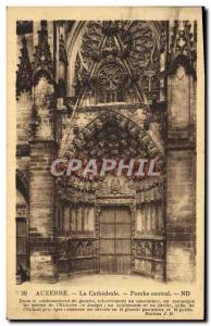 Old Postcard Auxerre The Cathedral Porch Central