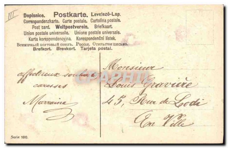 Old Postcard Fantasy Flowers Swallows Year 1906