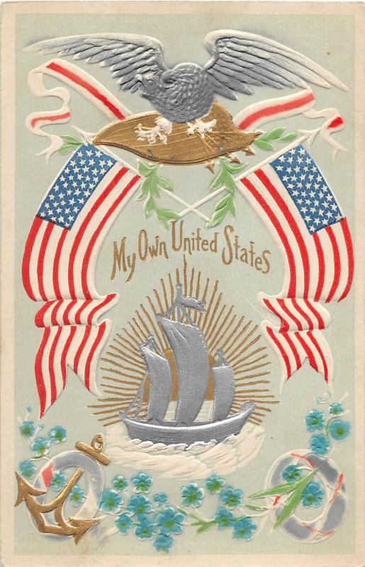 F64/ Patriotic Postcard c1910 My Own United States Flag Eagle 14