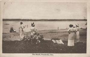 Women At The Beach Pembroke Ontario ON Ont M. Sutton Fancy Goods Postcard E13