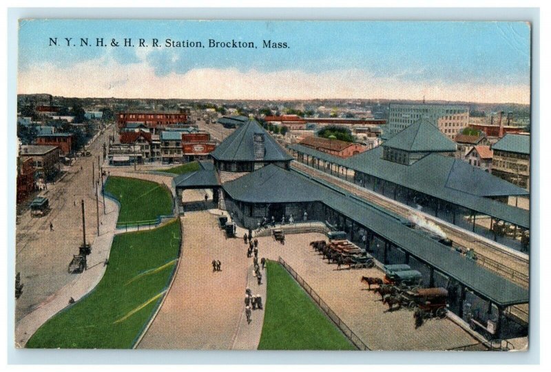 1916 Aerial View Of N.Y.N.H & H.R.R Brockton Massachusetts MA Antique Postcard