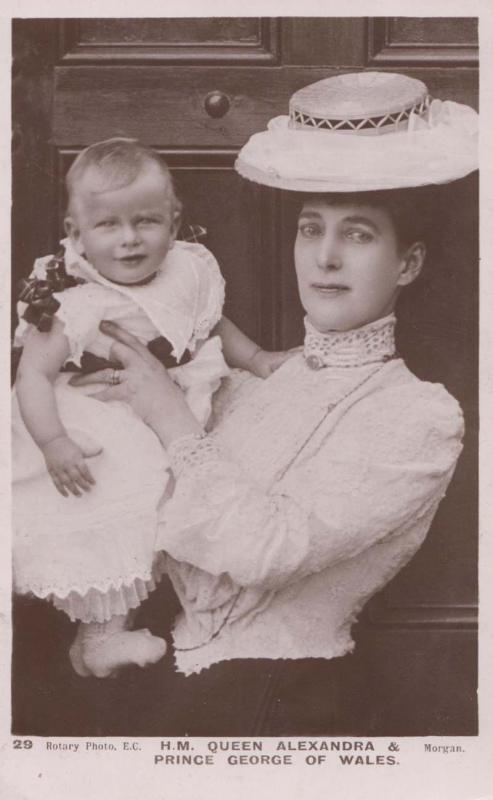 Princess Alexandra Holding Baby Prince George Royalty Real Photo 2x Postcard