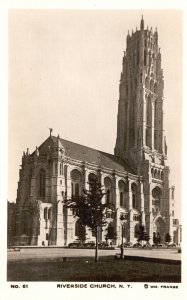 Vintage Postcard Riverside Church Baptist & Congregationalist New York W.M.F.