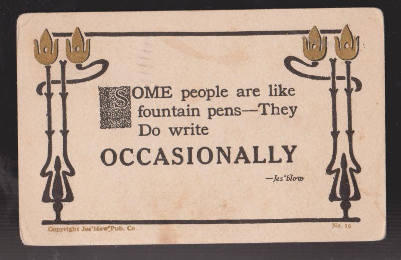 Comic Postcard - Some People Write Occasionally - Used 1911