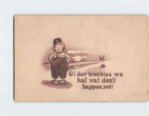 Postcard O! der trouble we haf vat don't happen yet! with Boy Comic Art Print