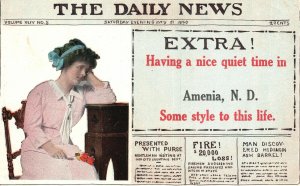 Vintage Postcard 1916 The Daily News Having a Nice Quiet Time in Amenia N. D.