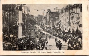 Firemen's Parade, Old Home Week, Pottsville PA Vintage Postcard Z27