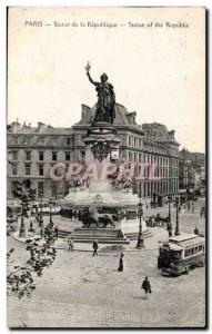 Paris Postcard Old Statue of the Republic (tramay lion)