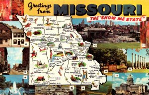 Missouri Greetings From The Show Me State With Map 1967