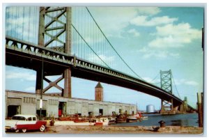 c1960's Benjamin Franklin Bridge Connects Camden NJ And Philadelphia PA Postcard