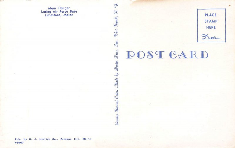 Limestone ME Loring Air Force Base Main Hanger, Postcard 