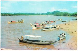 Malaysia East Coast Fishing Boats on a Beach 1960s ASMK Postcard