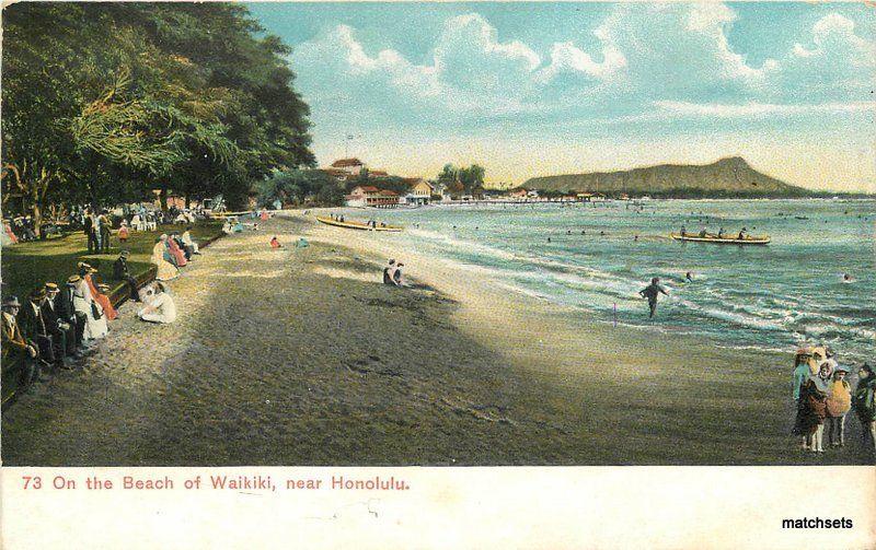 1910 Private Honolulu Hawaii Beach Private Mailing postcard 9254