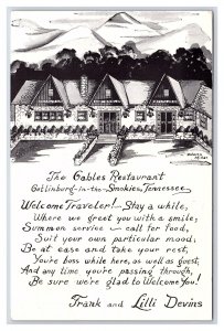 The Gables Restaurant Gatlinburg Tennessee c1949 Postcard
