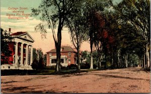 Vtg Burlington Vermont VT College Street View Sigma Phi House 1910s Postcard