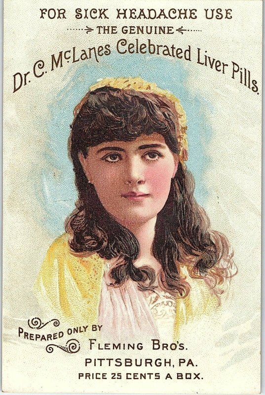 1880's Dr. C. McLanes Liver Pills Quack Medicine Victorian Trade Card P25