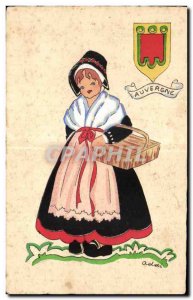 Old Postcard Auvergne Folklore Costume