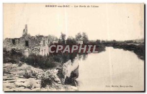 Old Postcard Berry au Bac Aisne The Banks of the Army