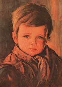 art postcard: Boy With Tears