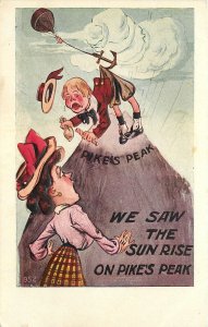 Postcard C-1910 Colorado Pikes Peak Sunrise child mother comic humor 23-11836