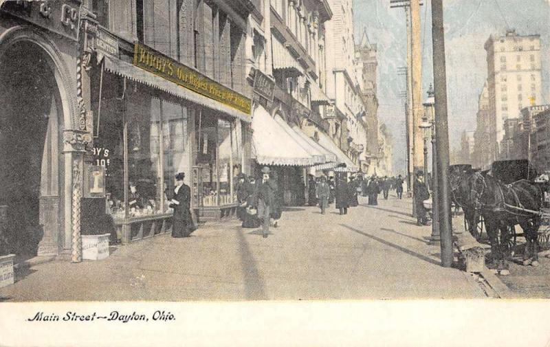 Dayton Ohio Main Street Scene Historic Bldgs Antique Postcard K26244